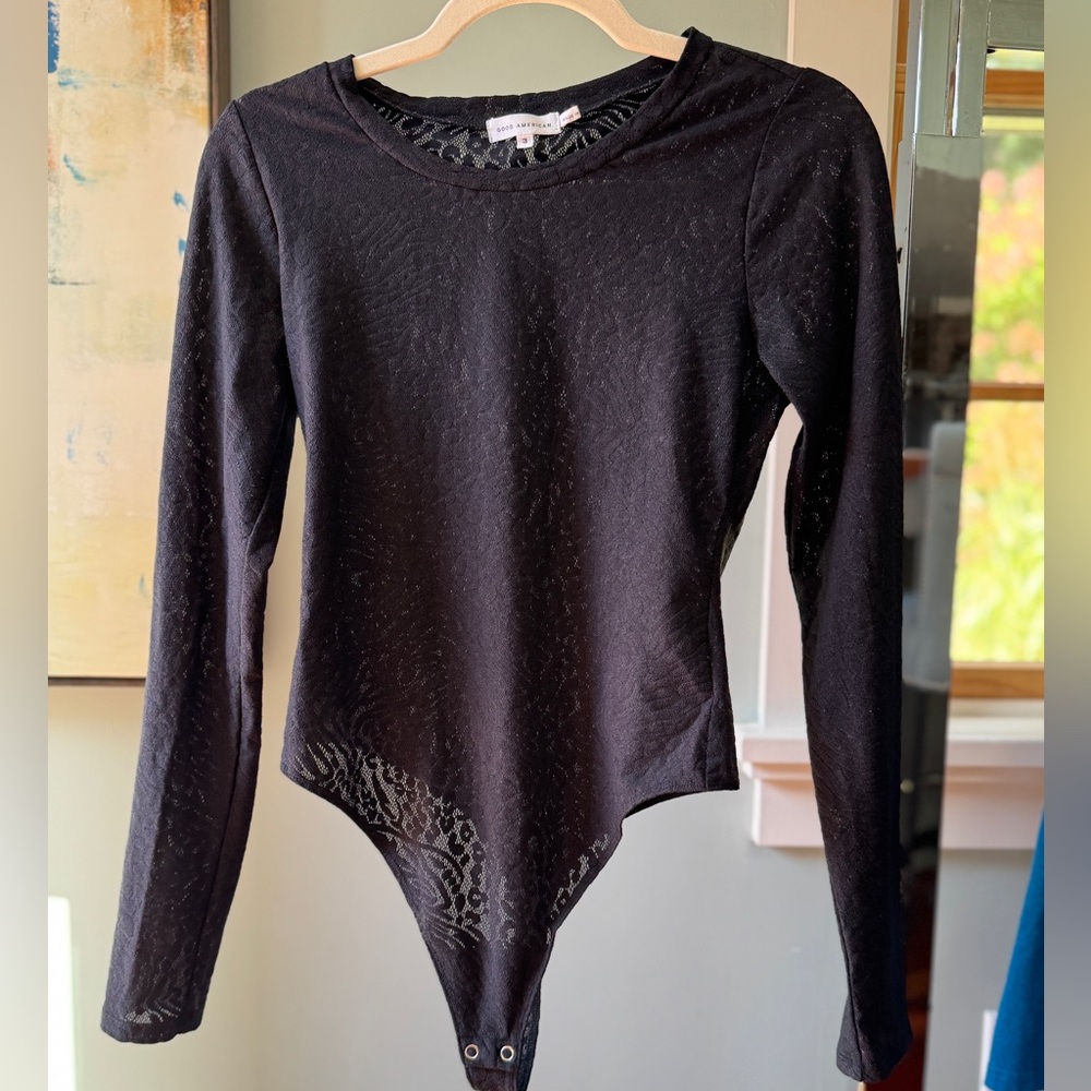 Good American animal print Black Long Sleeve Bodysuit Size 3 ( M/L)